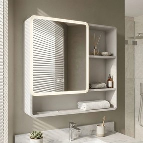 Rea Rea, LED zrkadlová skrinka s osvetlením 70x65 cm, plast, M1016-70, biela-šedá, REA-M0101