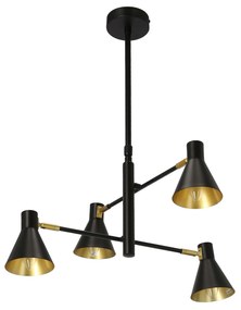 Candellux Čierno-zlatý závesný luster Less pre žiarovku 4x E14 34-72689