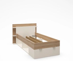 Jednolôžková posteľ v dekore duba s úložným priestorom bez roštu v bielo-prírodnej farbe 90x200 cm Albo – Marckeric