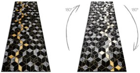 Koberec / Behúň GLOSS 400B 86 glamour, art deco, 3D geometrický - čierny / zlatý