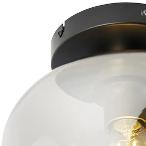 Dizajnové stropné svietidlo čierna so zlatou s dymovým sklom - Zuzanna