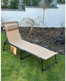 Aldotrade Záhradné rozkladacie lehátko s taškou190x58x30 cm, krémová