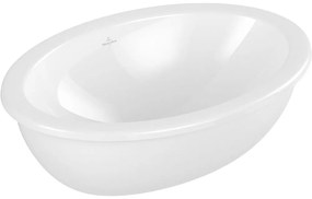 VILLEROY &amp; BOCH Loop &amp; Friends oválne umývadlo k zabudovaniu zospodu, bez otvoru, s prepadom, 560 x 380 mm, biela alpská, s povrchom CeramicPlus, 4A5500R1