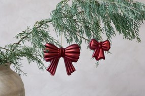 Červená vianočná sklenená ozdoba mašle Bow – 13*3*11 cm