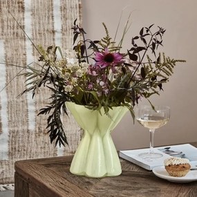 House Doctor Exkluzívny set: Sklenená váza Say / Yellow + aranžovací krúžok Hanataba