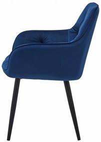 Set dvoch jedálenských stoličiek JORK zamatové, tmavomodré (čierne nohy) 2 ks