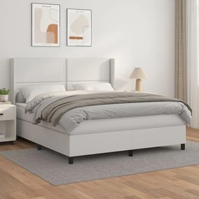 Boxspring posteľ s matracom biela 160x200 cm umelá koža 3132448