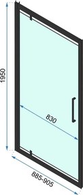 Jednokrídlové sprchové dvere REA RAPID SWING 90 cm pre inštaláciu do niky, zlatá kartáčovaná/transparent - bez vaničky