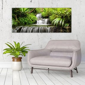 Obraz - Vodopád v dažďovom lese (120x50 cm)