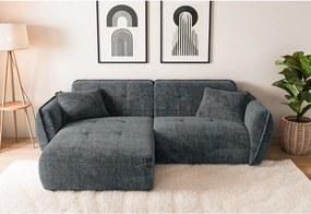 Tmavosivá ženilková rohová pohovka (ľavý roh/s leňoškou) Nelia – Ropez