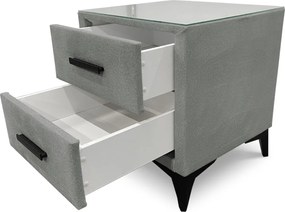 Nočný stolík s 2 zásuvkami Joy, svetlo šedá látka