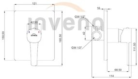 Invena Glamour Trend, podomietková sprchová/vaňová batéria 1-výstupová, chrómová, BP-02-CK1-V