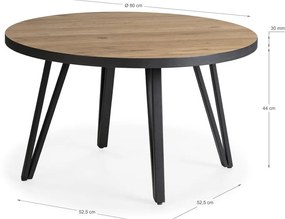 Okrúhly konferenčný stolík v čiernej a prírodnej farbe s doskou v dubovom dekore ø 80 cm Sindi – Marckeric