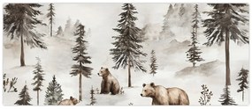 Obraz - Les s medveďmi (120x50 cm)