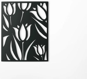 drevko Drevený obraz Rozkvitnuté tulipány Rozmer obrazu: 41,5 x 32,5 cm, Farba dekorácie: Čierna
