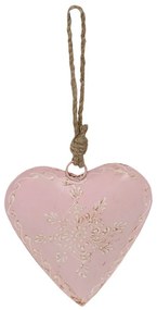 Růžové závesné kovové srdce so zdovením Heartic - 12*2*12 cm