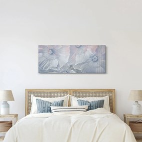 Obraz - Modré kvety na stene (120x50 cm)