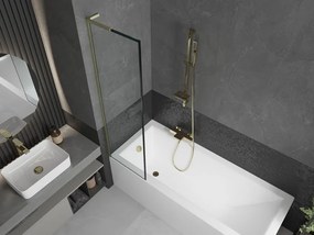 Mexen Next L, 1-krídlová vaňová zástena 50 x 150 cm, 6mm číre sklo-čierny vzor, zlatý matný profil, 895-050-000-03-70-55