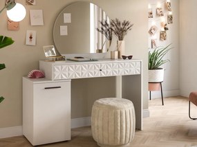 Toaletný stolík so zrkadlom Prismo, biely