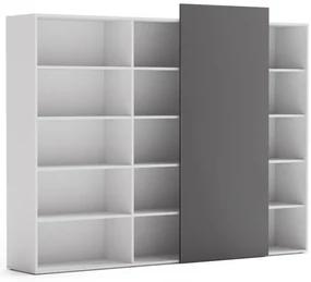 PLAN Skriňa vysoká otvorená dlhá BLOCK White, grafitová