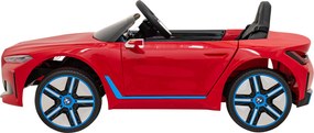 Ramiz Elektrické autíčko BMW i4 pre deti červené + diaľkové ovládanie + EVA + ekokoža + LED audio + pomalý štart