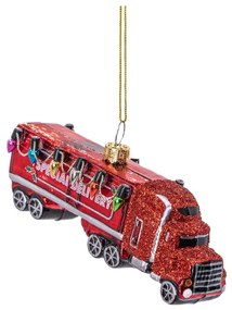 Sklenená ručne vyrobená vianočná ozdoba 4,5 cm Red Truck – Sass &amp; Belle