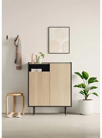 Skrinka na topánky v dekore duba v čierno-prírodnej farbe Sienna – TemaHome