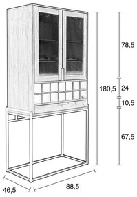 Čierna vinotéka z dubového dreva pre 20 fliaš, 89x181 cm Travis – Zuiver