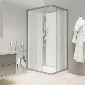 Mereo Mereo, Sprchový, bez striešky, štvorcový, satin ALU, sklo Point, zadne steny biele, MER-CK34122KBW