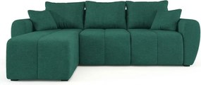 Rozkladacia obojstranná sedacia súprava do L SEVIO 246x145 cm, fľaškovozelená + 2 vankúšiky ZDARMA