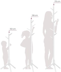 Biely vešiak z masívneho dreva STELLO