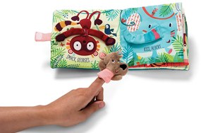 Lilliputiens - textilná knižka s prstovou bábkou - medvedík César