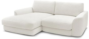 Biela rohová pohovka z textílie buklé (ľavý roh/s leňoškou) Leonore – Bobochic Paris