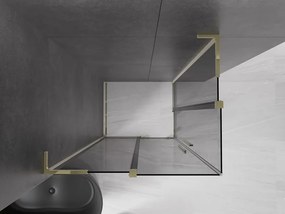 Mexen Velar L Duo, sprchový kút s posuvnými dverami 90 x 80 cm, 8mm šedé sklo, zlatá lesklá, 871-090-080-02-43-50