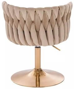 LuxuryForm DESIGN Stolička LYON VELUR na zlatom tanieri - latte