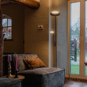 Stojaca lampa čierna vrátane LED a stmievača so svetlom na čítanie - Kelso