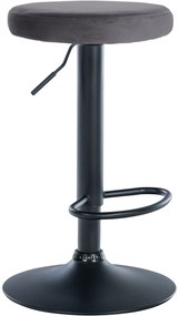 Barová stolička Ponte - zamat, čierny rám - Tmavo sivá