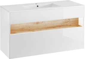 Comad Kúpeľňová skrinka pod umývadlo Bahama White 120 dub wotan/biela
