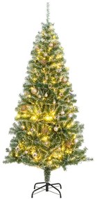 Umelý vianočný stromček 300 LED, súprava gulí a sneh 210 cm 3210144