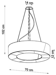 Závesné svietidlo Saturno Slim, 1x biele textilné tienidlo, (biely plast), (fi 70 cm)