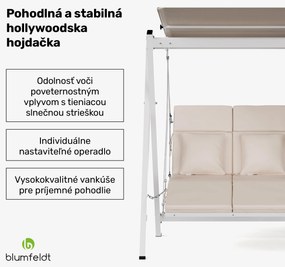 Blumfeldt FlexiSwing hollywoodska hojdačka 2-miestna Nastaviteľné operadlo + slnečná strieška, odolná voči poveternostným vplyvom