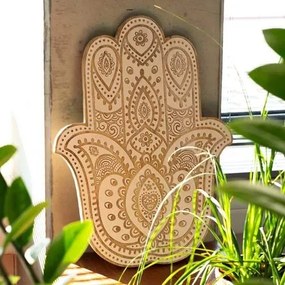 Dekorácia na stenu Hamsa 52cm drevená