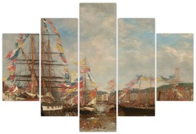 Obraz - Eugène Boudin, Festival in the Harbor of Honfleur, reprodukcia (150x105 cm)