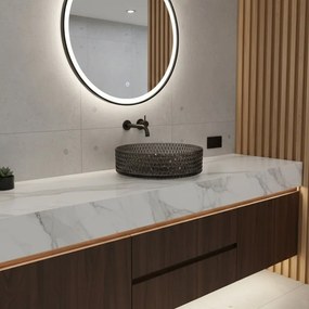 BPS-koupelny Sklenené umývadlo na dosku HYD-BRT1-BL-360 36x12 cm, čierny lesk