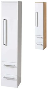 Mereo, Bino, kúpeľňová skrinka vysoká 33x33x163 cm, pravé otváranie, biela-dub arlington, MER-CN678