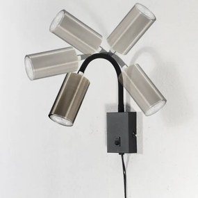 Globo 57911WM - Flexibilná nástenná lampa ROBBY 1xGU10/25W/230V čierna/mosadz