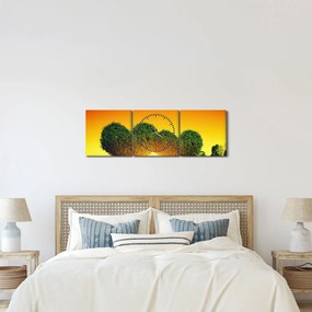 Obraz - Srdce v korunách stromov (s hodinami) (90x30 cm)