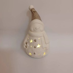 DECOLED Keramický snehuliak, 9,3 x 8,8 x 16,5 cm, teplá biela, 2xLR44