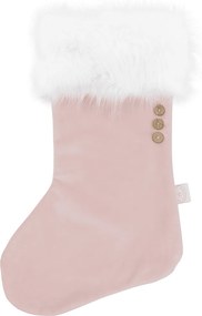 Vianočná pančucha púdrovo ružová s bielou kožušinou 42x26cm