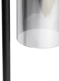 Moderná stolná lampa čierna s dymovým sklom - Stavelot